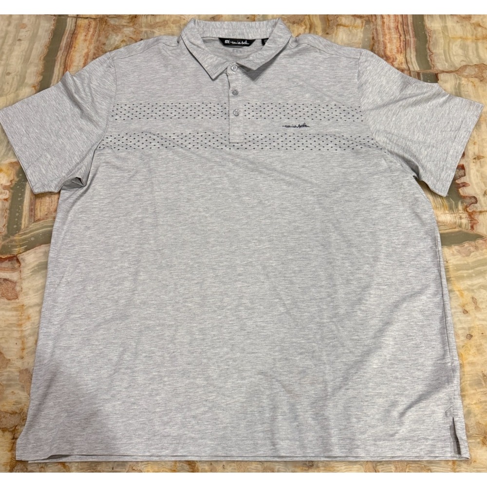 Travis Mathew Mens Golf Performance Polo Shirt Heather Gray Button Front 3XL